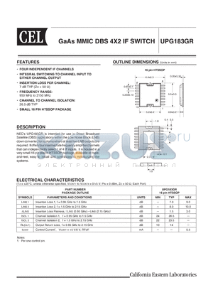 UPG183GR-E1-A datasheet - GaAs MMIC DBS 4X2 IF SWITCH
