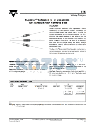 STE600016T4KX datasheet - SuperTan^ Extended (STE) Capacitors Wet Tantalum with Hermetic Seal