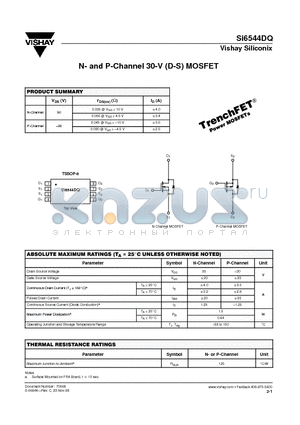 SI6544DQ datasheet - N- and P-Channel 30-V (D-S) MOSFET