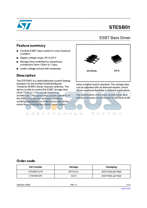 STESB01DR datasheet - ESBT Base Driver