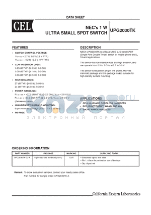 UPG2030TK-E2-A datasheet - NECs 1 W ULTRA SMALL SPDT SWITCH