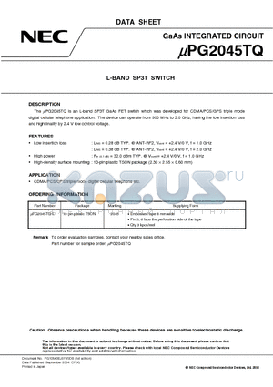 UPG2045TQ datasheet - L-BAND SP3T SWITCH