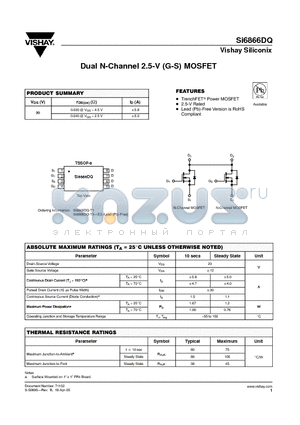 SI6866DQ datasheet - Dual N-Channel 2.5-V (G-S) MOSFET