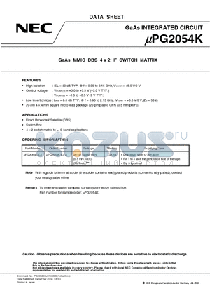 UPG2054K-E3-A datasheet - GaAs MMIC DBS 4 x 2 IF SWITCH MATRIX