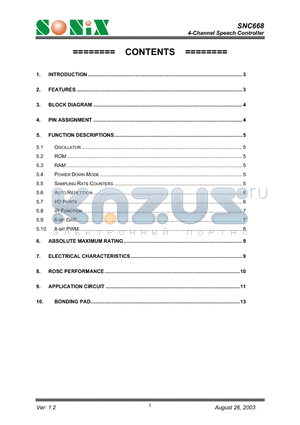 SNC668 datasheet - 4-Channel Speech Controller