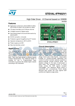 STEVAL-IFP002V1 datasheet - High Side Driver - 8 Channel based on VN808