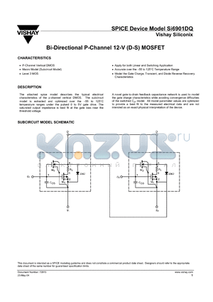 SI6901DQ datasheet - Bi-Directional P-Channel 12-V (D-S) MOSFET