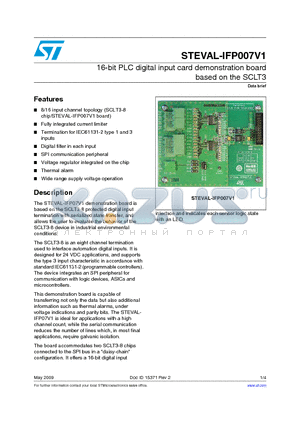 STEVAL-IFP007V1 datasheet - 16-bit PLC digital input card demonstration board based on the SCLT3
