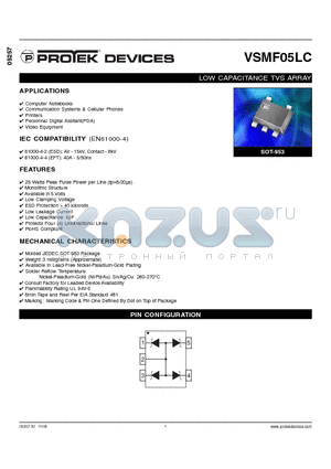 VSMF05LC-P-T13 datasheet - LOW CAPACITANCE TVS ARRAY