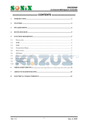 SNC82060 datasheet - 12-Channel MIDI/Speech Controller