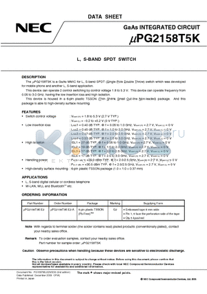 UPG2158T5K datasheet - L, S-BAND SPDT SWITCH