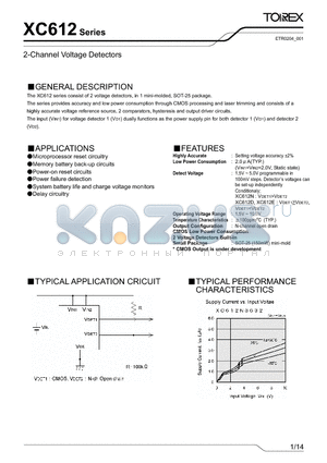 XC612E1515MR datasheet - 2-Channel Voltage Detectors