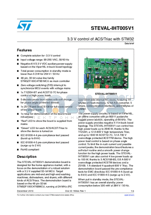 STEVAL-IHT005V1 datasheet - 3.3 V control of ACS/Triac with STM32
