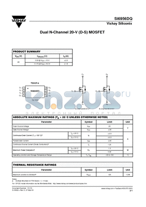 SI6956DQ datasheet - Dual N-Channel 20-V (D-S) MOSFET