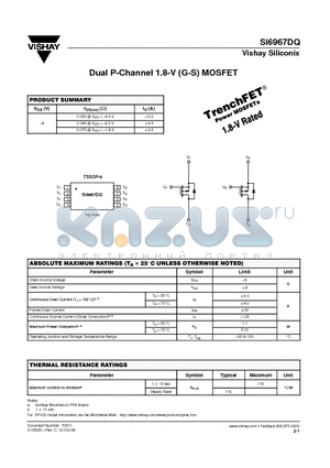 SI6967DQ datasheet - Dual P-Channel 1.8-V (G-S) MOSFET