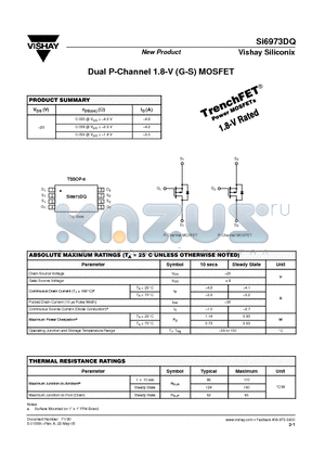SI6973DQ datasheet - Dual P-Channel 1.8-V (G-S) MOSFET