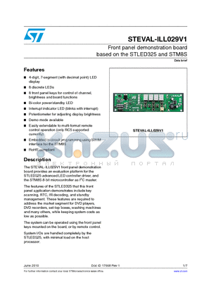 STEVAL-ILL029V1 datasheet - Front panel demonstration board based on the STLED325 and STM8S