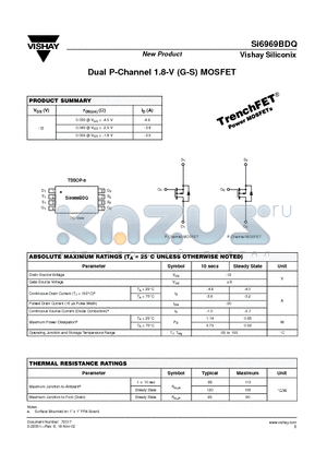 SI6969BDQ datasheet - Dual P-Channel 1.8-V (G-S) MOSFET