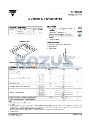 SI7102DN datasheet - N-Channel 12-V (D-S) MOSFET