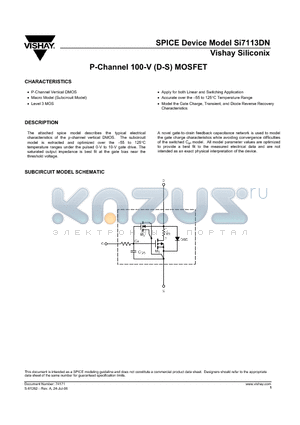 SI7113DN datasheet - P-Channel 100-V (D-S) MOSFET