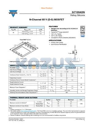 SI7120ADN-T1-GE3 datasheet - N-Channel 60 V (D-S) MOSFET