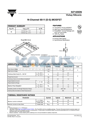 SI7120DN datasheet - N-Channel 60-V (D-S) MOSFET