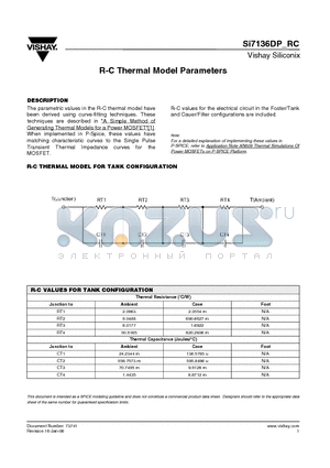 SI7136DP-RC datasheet - R-C Thermal Model Parameters