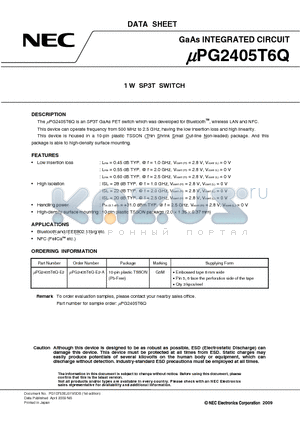 UPG2405T6Q datasheet - 1 W SP3T SWITCH