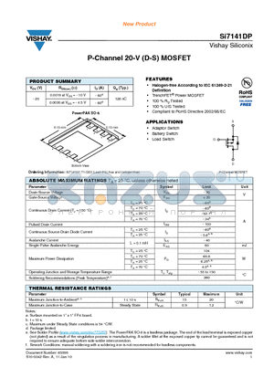 SI7141DP datasheet - P-Channel 20-V (D-S) MOSFET