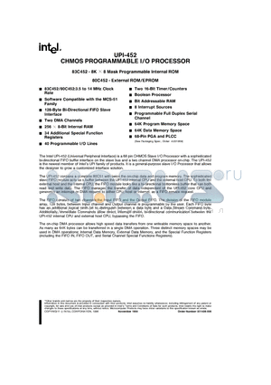 UPI-452 datasheet - CHMOS PROGRAMMABLE I/O PROCESSOR