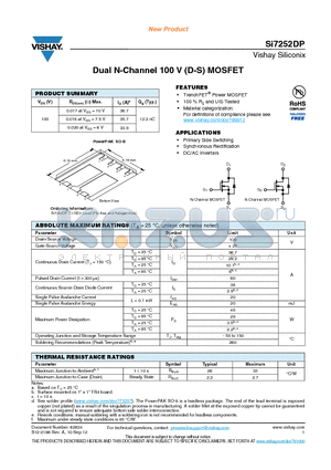 SI7252DP datasheet - Dual N-Channel 100 V (D-S) MOSFET