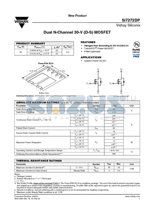SI7272DP datasheet - Dual N-Channel 30-V (D-S) MOSFET