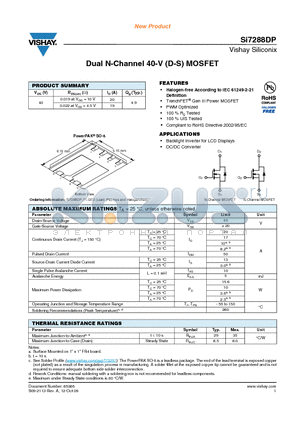 SI7288DP datasheet - Dual N-Channel 40-V (D-S) MOSFET