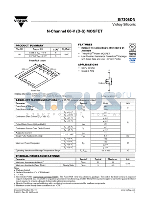 SI7308DN datasheet - N-Channel 60-V (D-S) MOSFET
