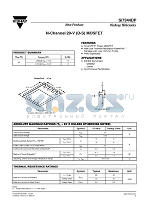 SI7344DP datasheet - N-Channel 20-V (D-S) MOSFET