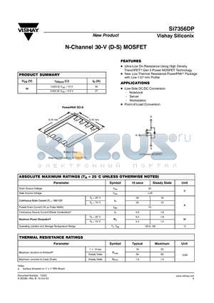 SI7356DP datasheet - N-Channel 30-V (D-S) MOSFET