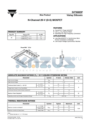 SI7368DP datasheet - N-Channel 20-V (D-S) MOSFET