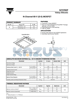 SI7370DP datasheet - N-Channel 60-V (D-S) MOSFET