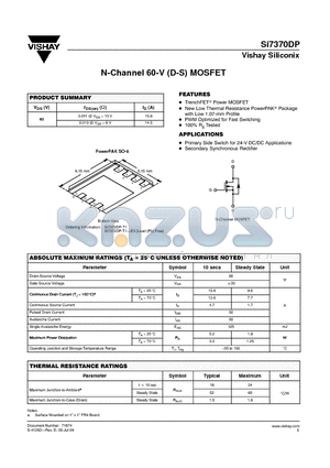 SI7370DP-T1 datasheet - N-Channel 60-V (D-S) MOSFET