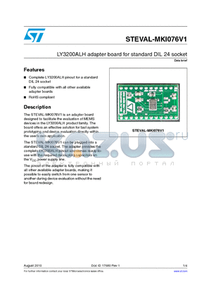 STEVAL-MKI076V1 datasheet - LY3200ALH adapter board for standard DIL 24 socket