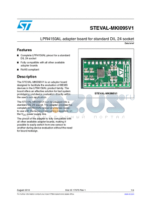 STEVAL-MKI095V1 datasheet - LPR4150AL adapter board for standard DIL 24 socket