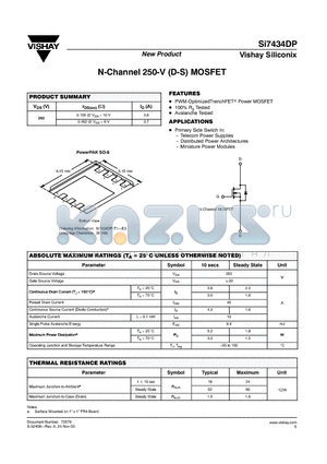 SI7434DP datasheet - N-CHANNEL 250-V (D-S) MOSFET