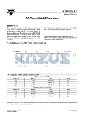 SI7415DN-RC datasheet - R-C Thermal Model Parameters