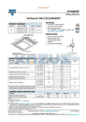 SI7456DDP datasheet - N-Channel 100 V (D-S) MOSFET