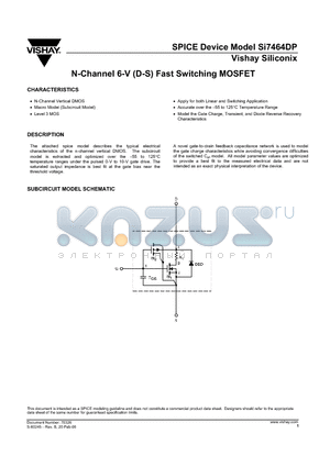 SI7464DP datasheet - N-Channel 6-V (D-S) Fast Switching MOSFET