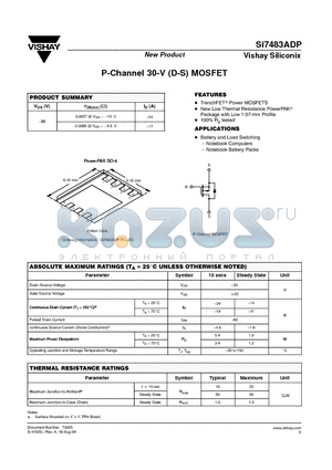 SI7483ADP datasheet - P-Channel 30-V (D-S) MOSFET