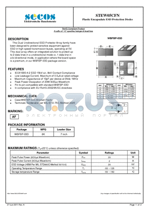 STEW05CFN datasheet - Plastic Encapsulate ESD Protection Diodes