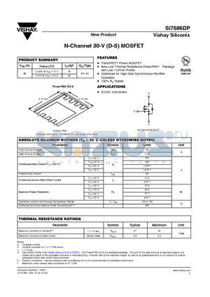 SI7686DP datasheet - N-Channel 30-V (D-S) MOSFET