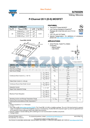 SI7655DN datasheet - P-Channel 20 V (D-S) MOSFET