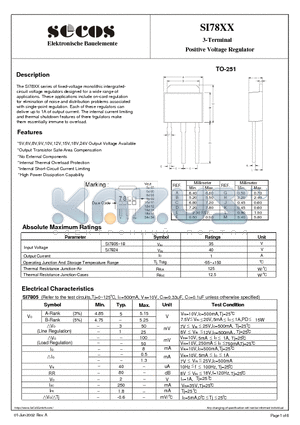 SI7818 datasheet - 3-Terminal Positive Voltage Regulator